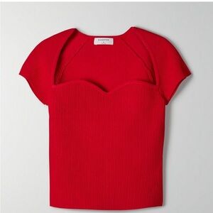 Aritzia BabatonSculpt Knit Sweetheart Top in Red